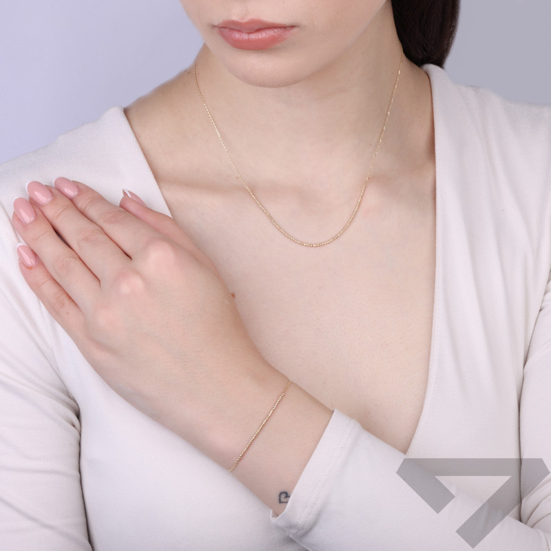 Bransoletka złota z diamentowanymi kulkami, próba 375