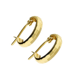 Kolczyki złote fazowane kółka 13 mm, próba 585