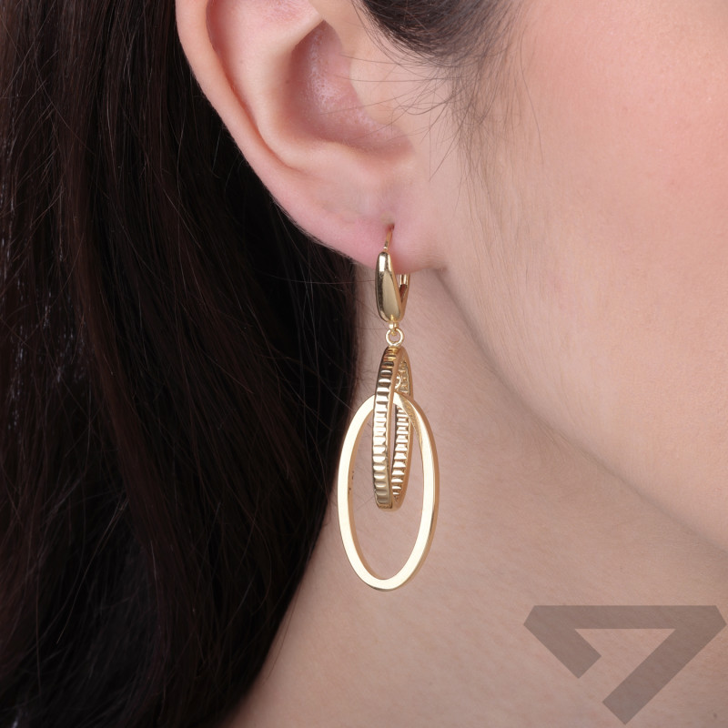 Kolczyki złote wiszące owale, próba 585