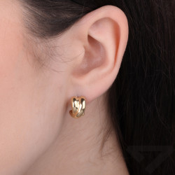 Kolczyki złote blaszki dmuchane w kształcie X, próba 585