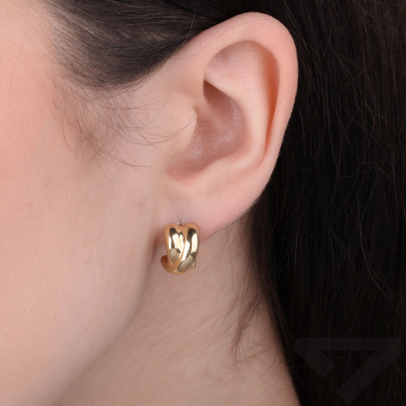 Kolczyki złote blaszki dmuchane w kształcie X, próba 585