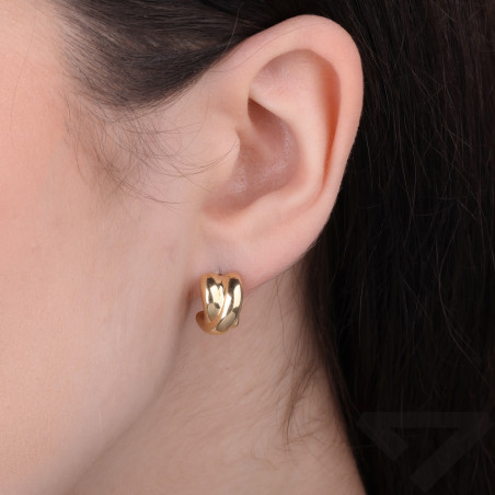 Kolczyki złote blaszki dmuchane w kształcie X, próba 585