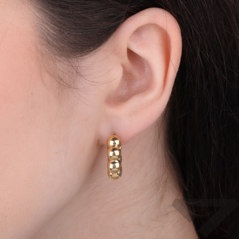 Kolczyki złote 14 karat owalne koła, dmuchane kulki