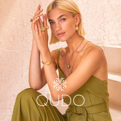 Pierścionek stalowy QUDO TIVOLA z kryształem w kolorze Peridot