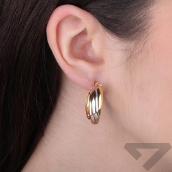 Kolczyki złote trzy kolory owalne koła, próba 585