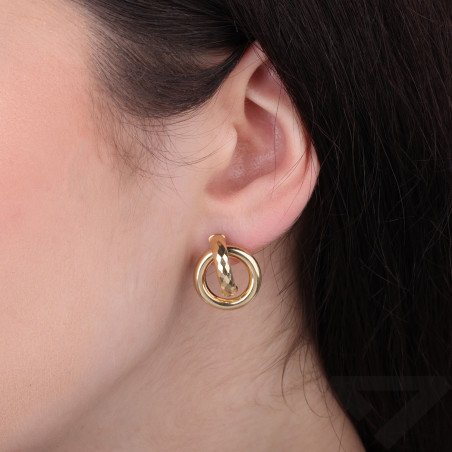 Kolczyki złote kółka dmuchane gładkie i fazowane, próba 585