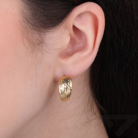 Kolczyki złote owalne diamentowane blaszki, próba 585