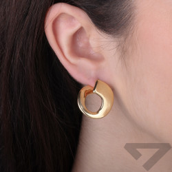 Kolczyki Viral wygięte dmuchane otwarte koła, złoto 585