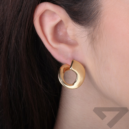 Kolczyki Viral wygięte dmuchane otwarte koła, złoto 585