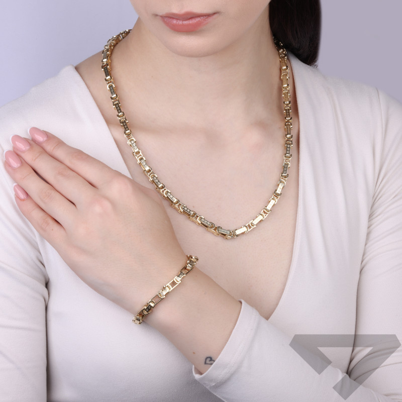 Bransoletka złota owale dmuchane 3D, próba 585