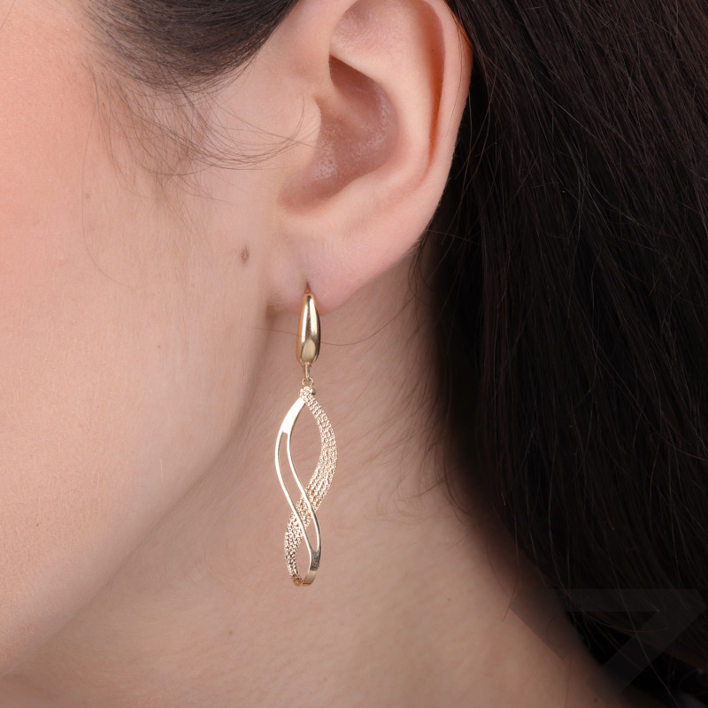 Kolczyki złote wiszące ósemki, próba 585