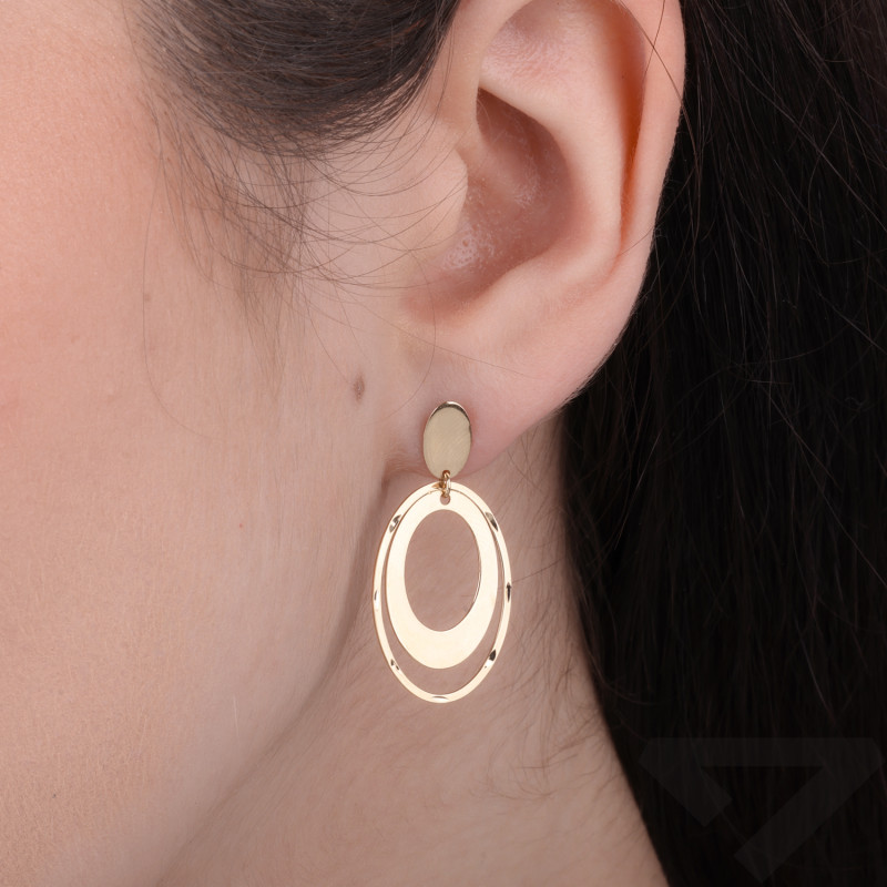 Kolczyki wiszące owale ze złota 585