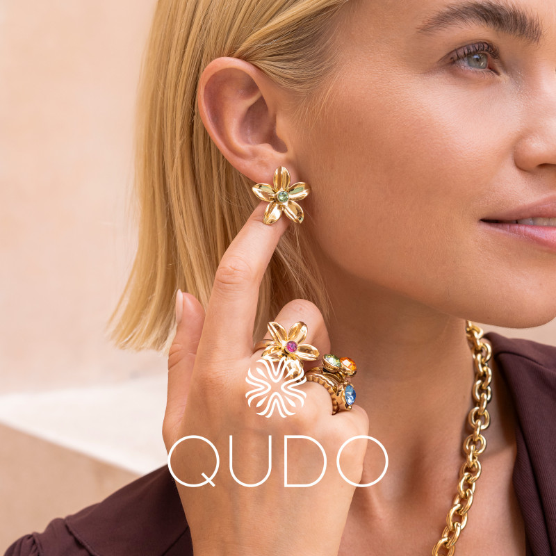 Pierścionek stalowy QUDO TIVOLA Unica z kamieniem w kolorze Crystal Royal Blue