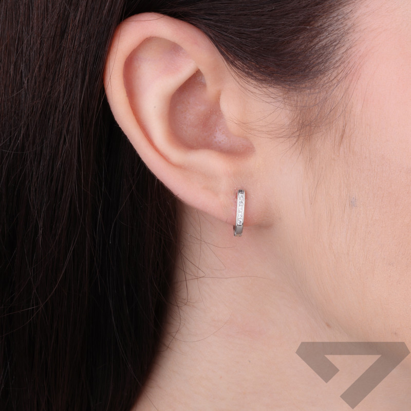 Kolczyki dla dziewczynki przecinki z białymi cyrkoniami, srebro 925