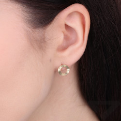 Kolczyki złote oponki grawerowane, próba 585