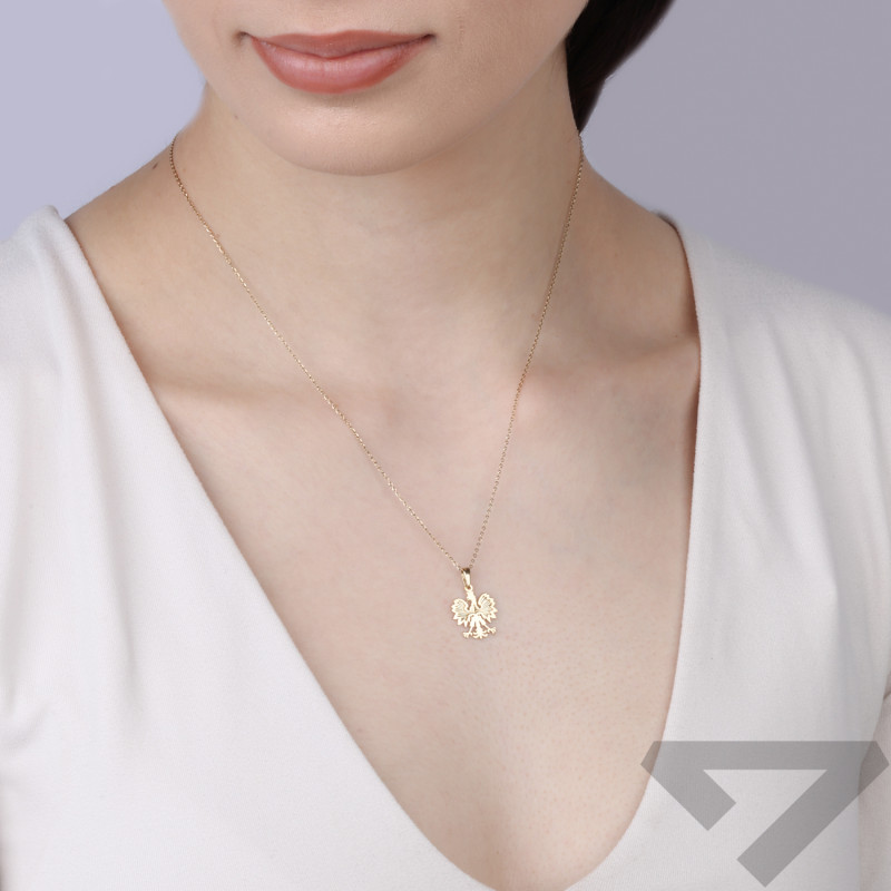 Zawieszka PATRIOTIC z diamentowanym orłem w koronie, złoto 585