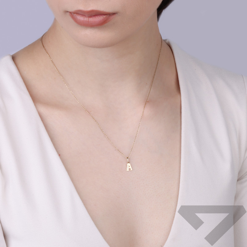 Literka złota A z cyrkoniami, próba 585