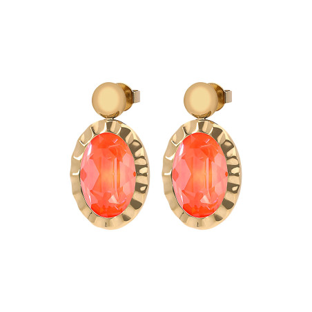 Kolczyki stalowe QUDO TIVOLA Unica z kamieniem w kolorze Crystal Orange Inite