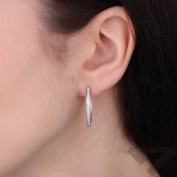 Kolczyki owale w szpic z cyrkoniami, srebro 925