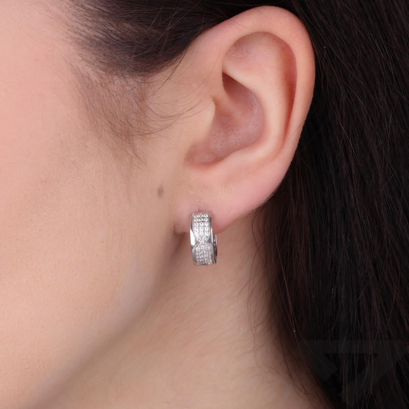 Kolczyki srebrne 925 kółka z cyrkoniami