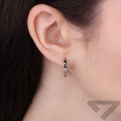 Kolczyki srebrne koła 925 z blaszką fazowaną, próba 925