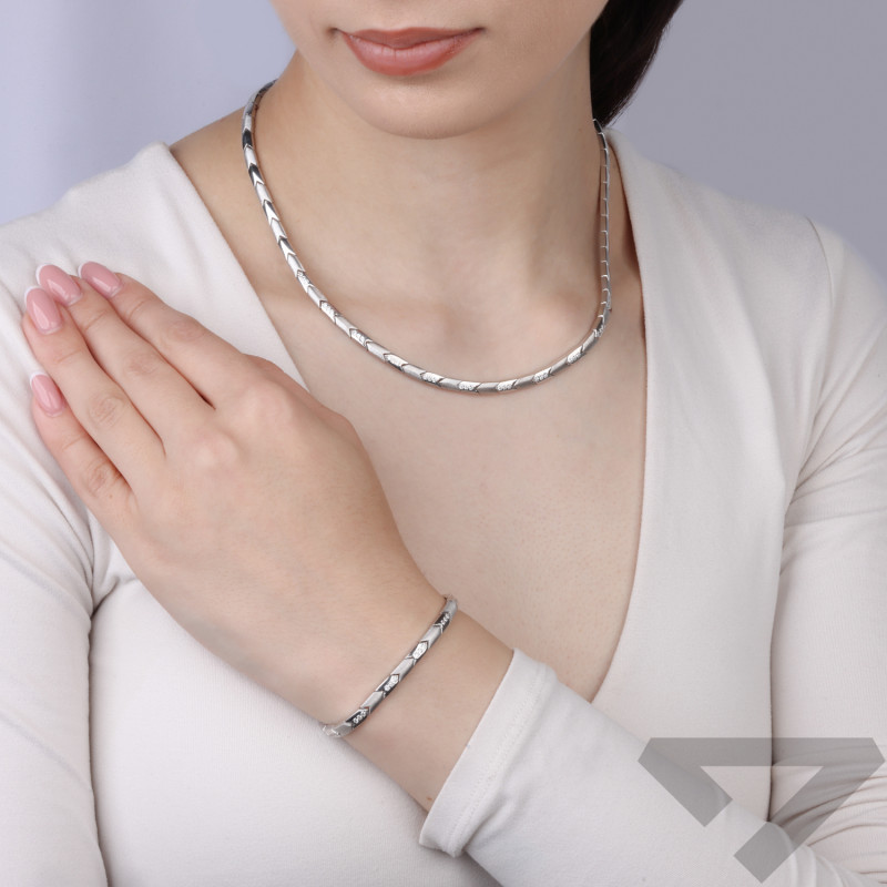 Bransoletka srebrna 925 składak z blaszek gładkich i matowych