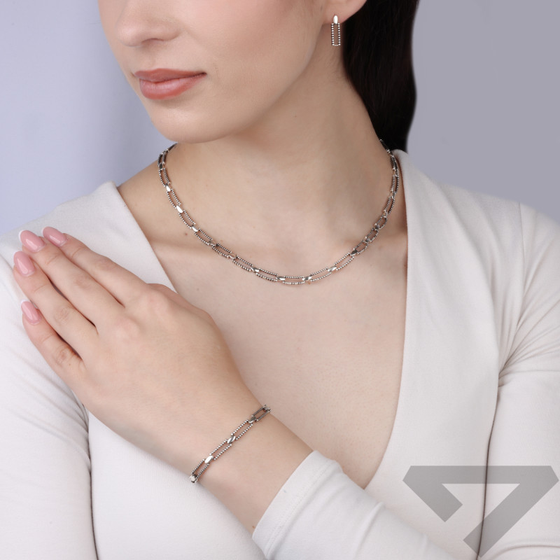 Bransoletka prostokąt ramka oksyda, srebro 925