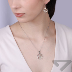 Komplet biżuterii kolczyki i wisiorek z gałązkami i cyrkoniami, srebro 925