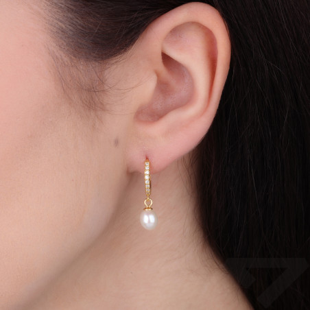 Kolczyki srebrne z perłami, srebro 925 koloru złotego