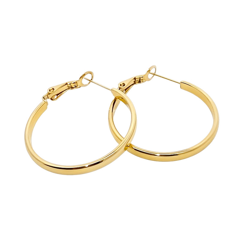 Kolczyki stalowe koloru złotego koła płaskie 40 mm