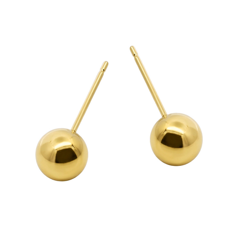 Kolczyki stalowe koloru złotego kulka dmuchana 6 mm