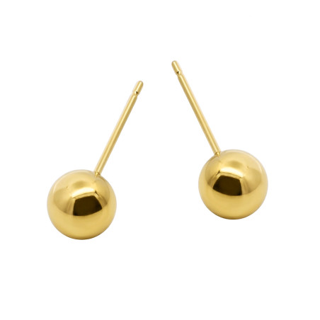 Kolczyki stalowe koloru złotego kulka dmuchana 6 mm
