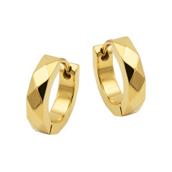 Kolczyki stalowe koloru złotego kółka fazowane