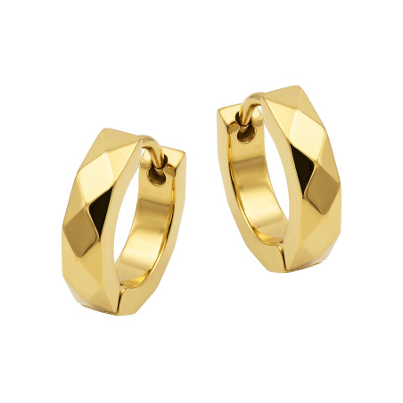 Kolczyki stalowe koloru złotego kółka fazowane