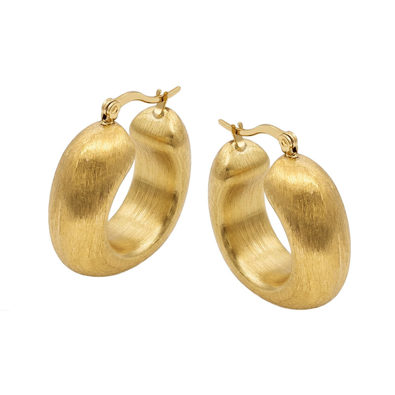 Kolczyki stalowe koloru złotego, dmuchane kwadraty