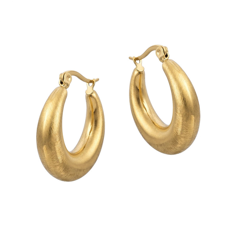 Kolczyki stalowe w kolorze złotym koła szczotkowane