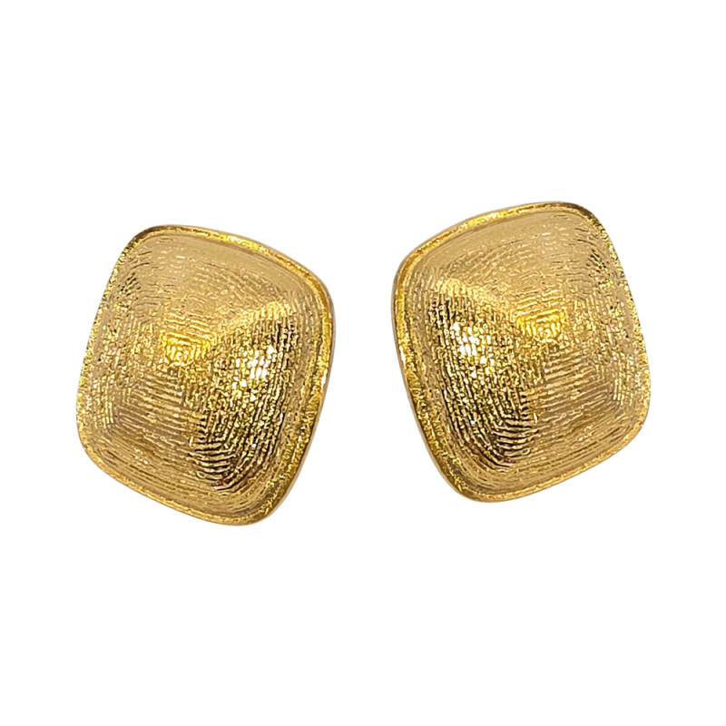 Kolczyki stalowe koloru złotego, kwadraty szczotkowane
