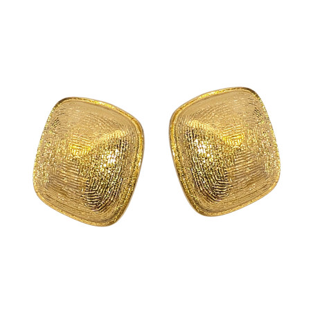 Kolczyki stalowe koloru złotego, kwadraty szczotkowane
