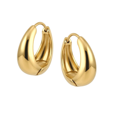 Kolczyki stalowe koloru złotego, blaszki poszerzane