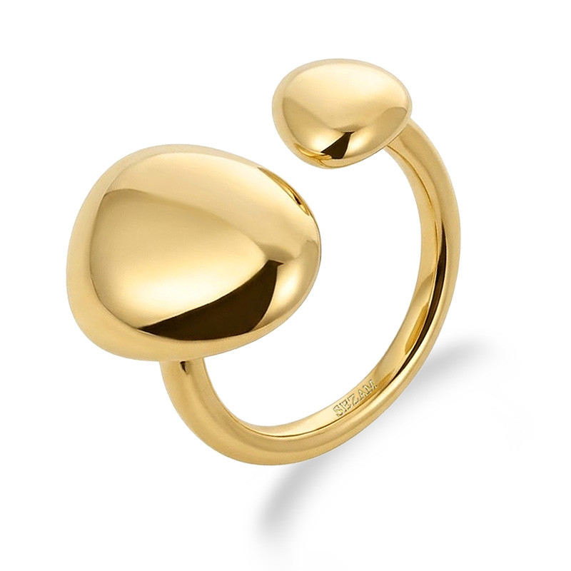 Pierścionek stalowy otwarty trójkąt obły w kolorze złota