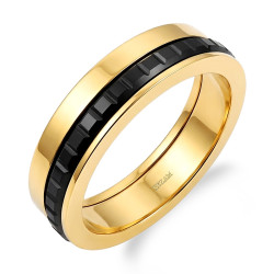 Pierścionek stalowy koloru złotego z ruchomą nakładką