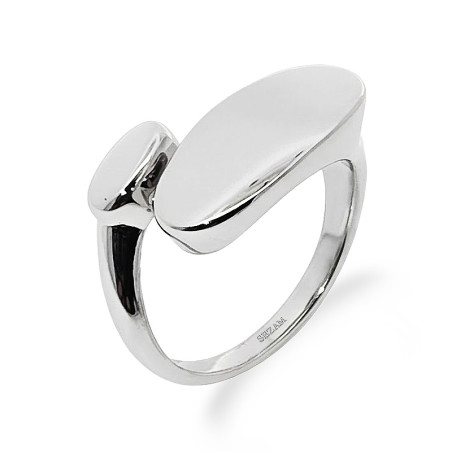 Pierścionek stalowy otwarty z gładką blaszką
