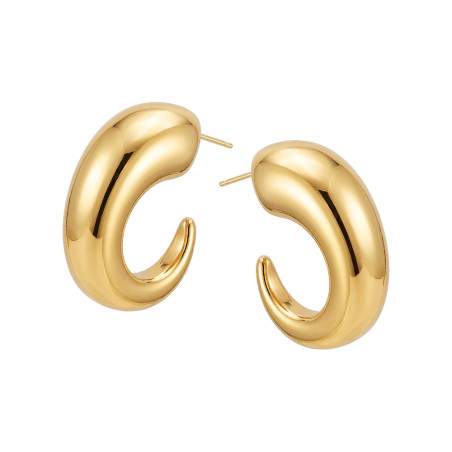 Kolczyki stalowe koloru złotego zawijas dmuchany