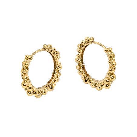 Kolczyki stalowe koloru złotego, koła z kulkami