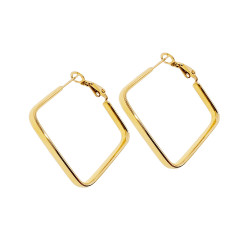 Kolczyki stal w kolorze złotym, kwadrat obły