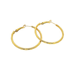 Kolczyki stalowe koloru złotego koła rurka płaska fazowana
