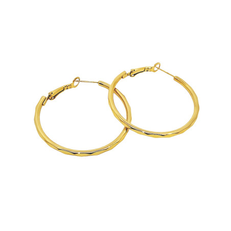 Kolczyki stalowe koloru złotego koła rurka płaska fazowana