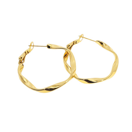 Kolczyki stalowe koloru złotego koła skręcane 30 mm
