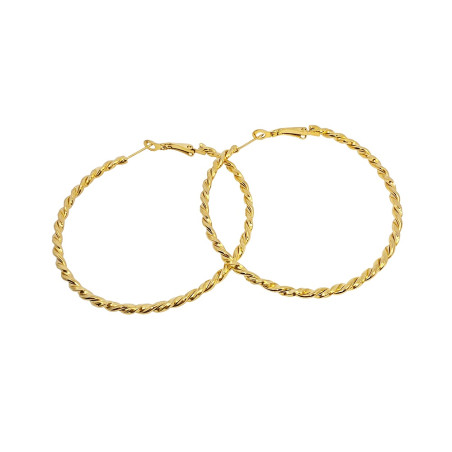 Kolczyki stalowe koloru złotego koła skręcane 60 mm