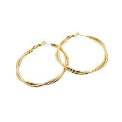 Kolczyki stalowe koloru złotego przeplatane koła 50 mm